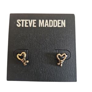 Steve Madden Woman Gold Color Cuper Heart Love Knot Stud Earrings